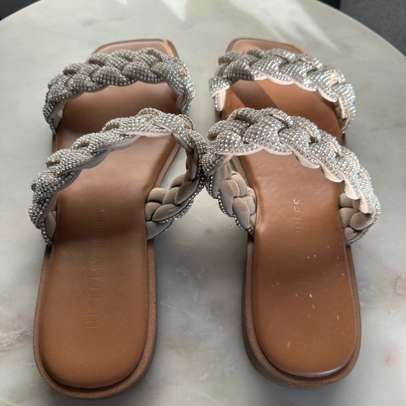 Sincerely Jules Silver and Brown Braided Sandals - Picture 2 of 4
